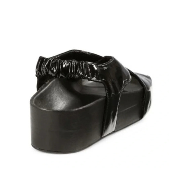 Simon Miller Dip Patent Vegan Leather Platform Slingback Sandals Black Size 8 - Picture 4 of 11